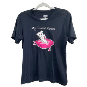 Women's Athletic Augusta Sportswear Black V-Neck Running Princess T-shirt L